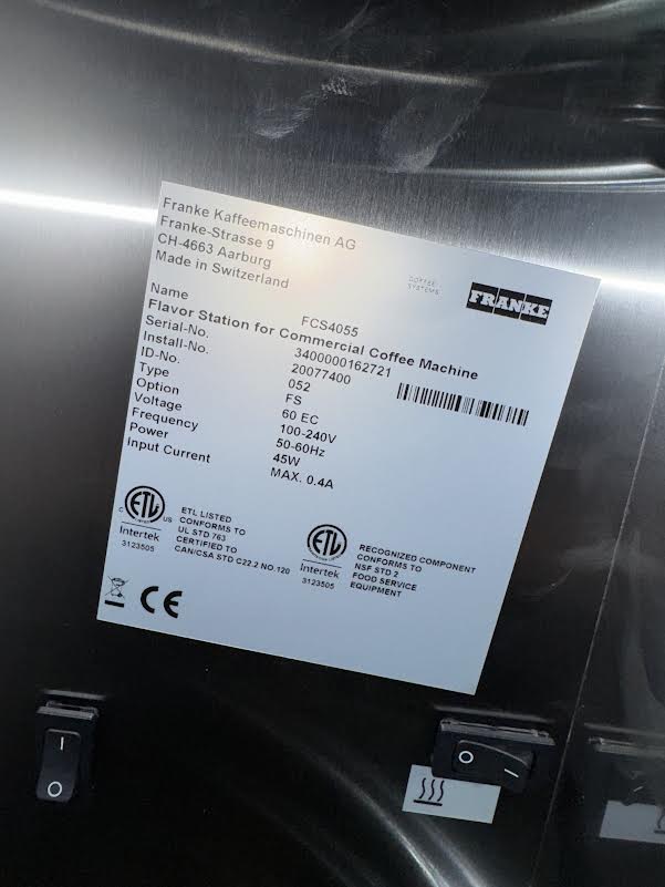 Espresso System | Franke | Model # A1000 | 200-220 Volt
