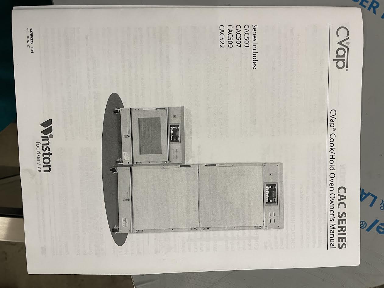 NEW CVAP Cook and Hold Oven (2017) | Winston | Model # CAC509| Ser # 20170920-0047 | 208Volt