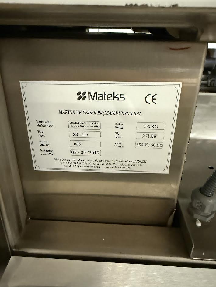 **NEW** Baklava Line (Complete) | Mateks | 230/360V-3 Phase