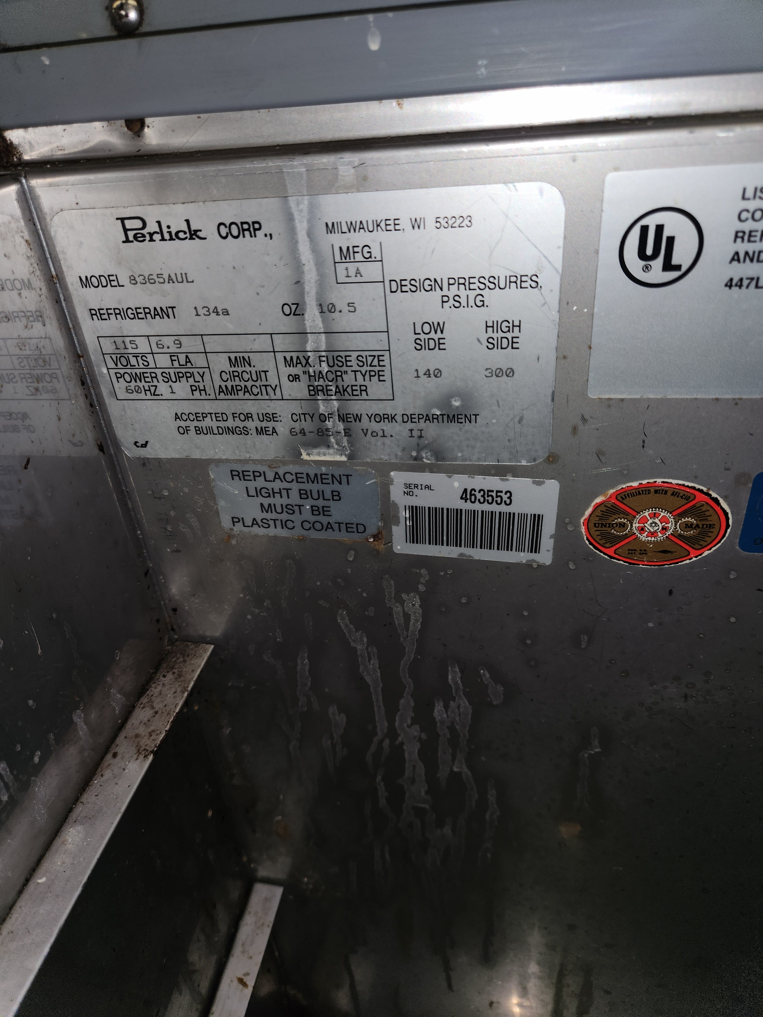Mug Froster | Perlick | Model # 8365AUL | 115 Volt