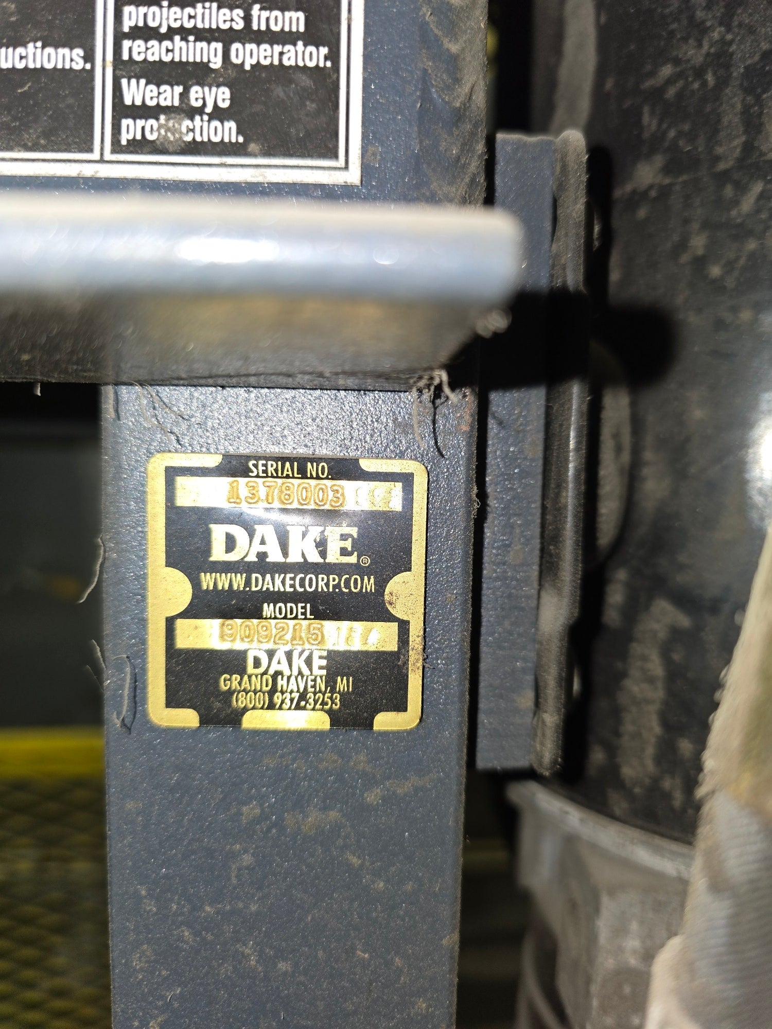 DAKE 25 TON HYDRAULIC PRESS | Model 909215 | 110 VOLTS | SINGLE PHASE