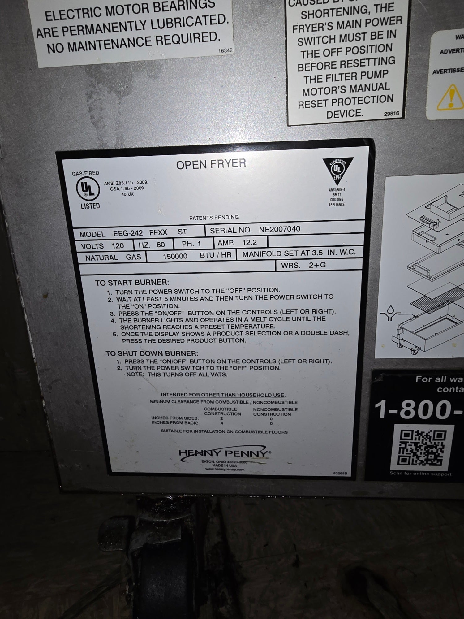 Double Fryer | Henny Penny | Model # EEG-242 FFXX ST | NG / 120 Volt
