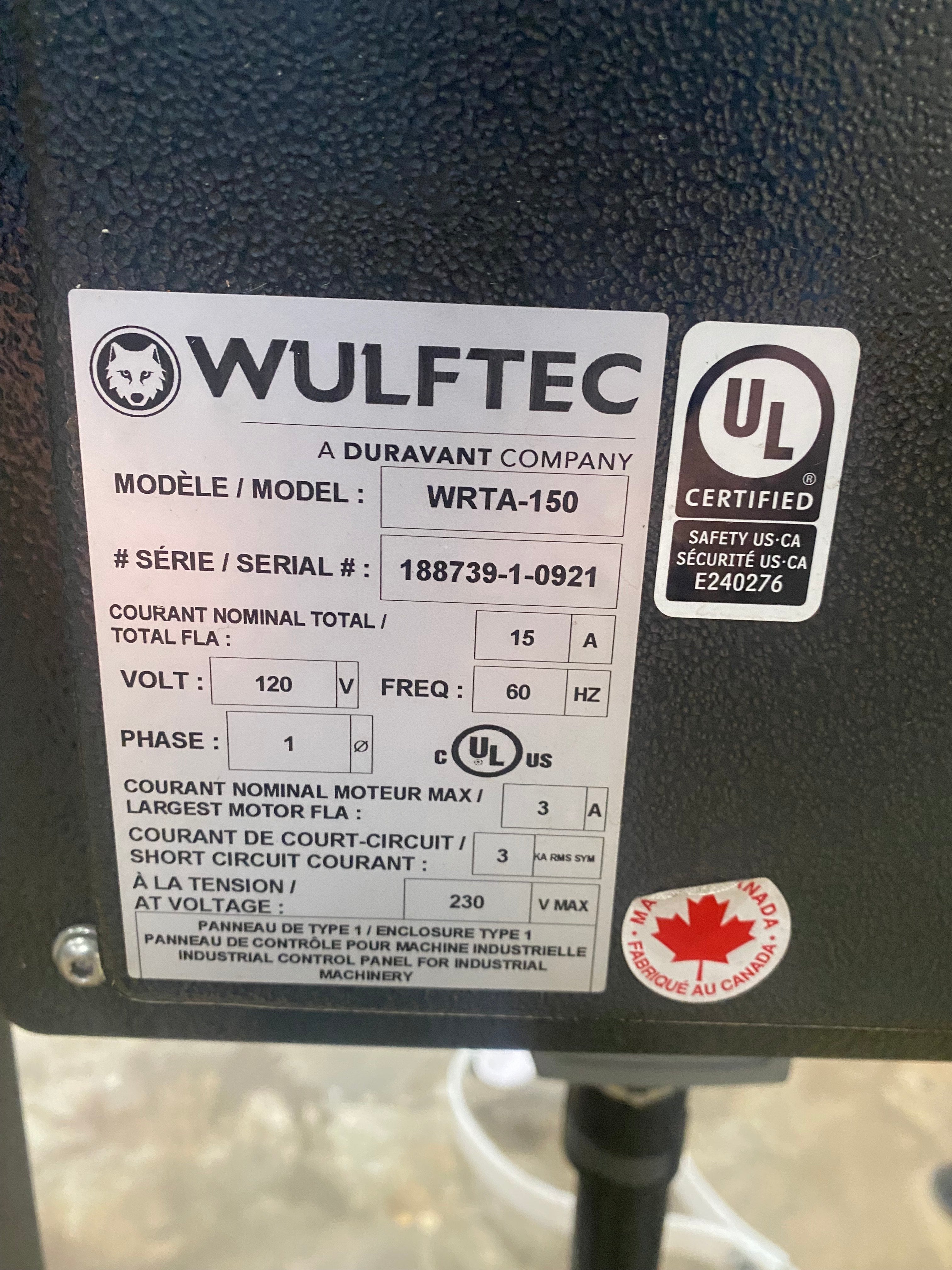 Wrapper | Wulftec | Model # WRTA-150 | 120 Volts