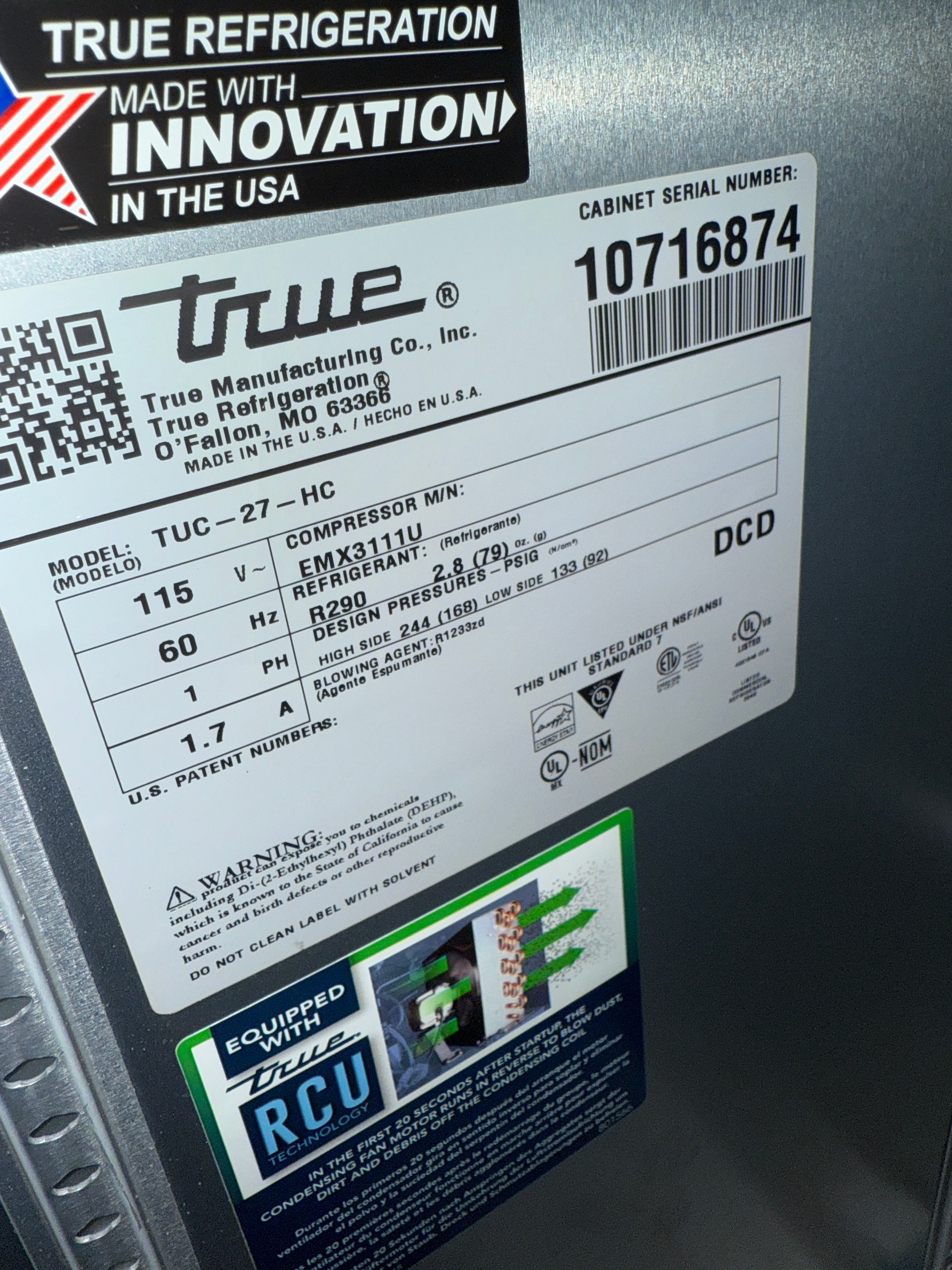 **NEW** Undercounter Refrigerator | True | Model # TUC-27-HC | 115 Volt