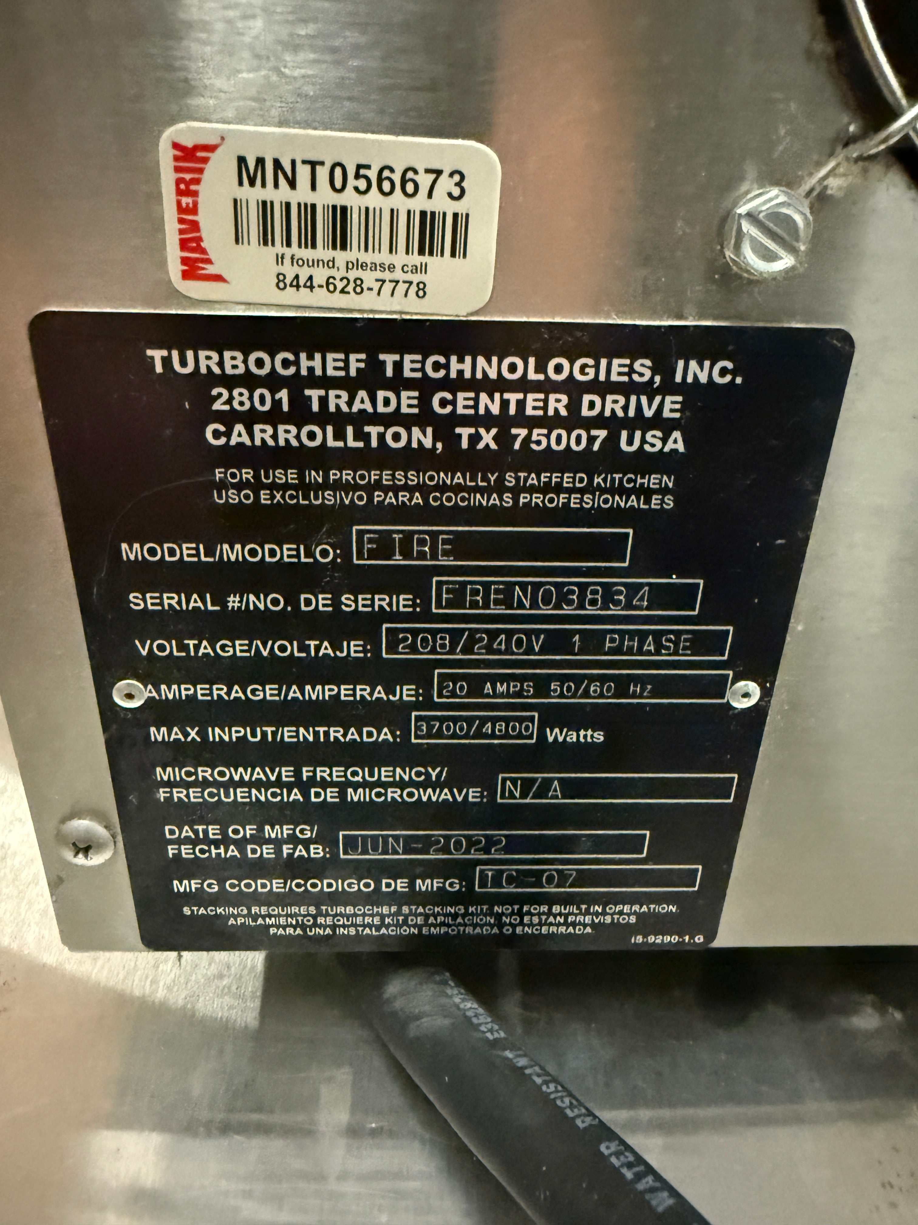 Tabletop Pizza Oven | Turbo Chef | Model # FIRE | 208 Volt Single Phase