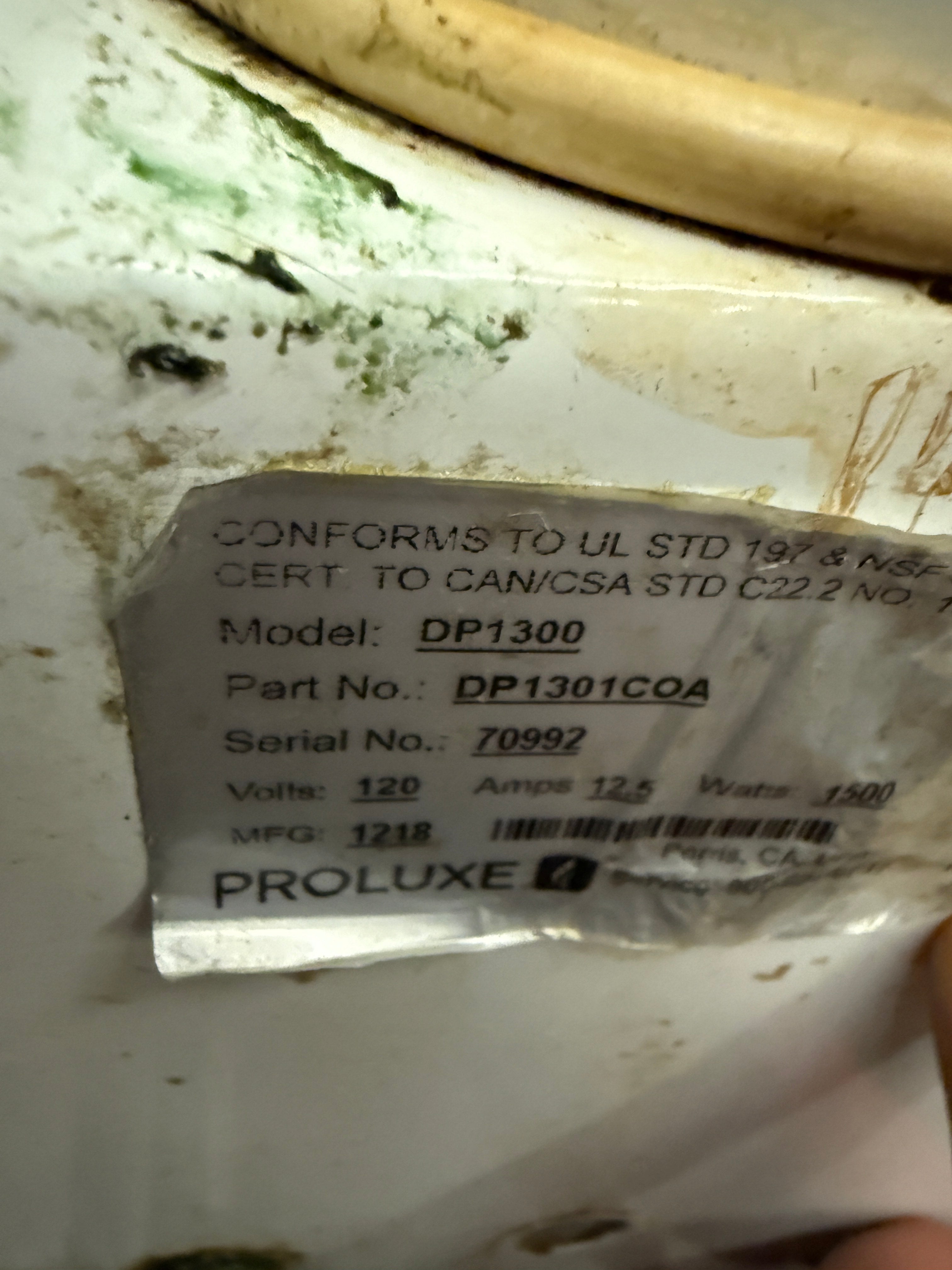 Dough Press | Proluxe | Model # DP1300 | 120 Volt/Pneumatic