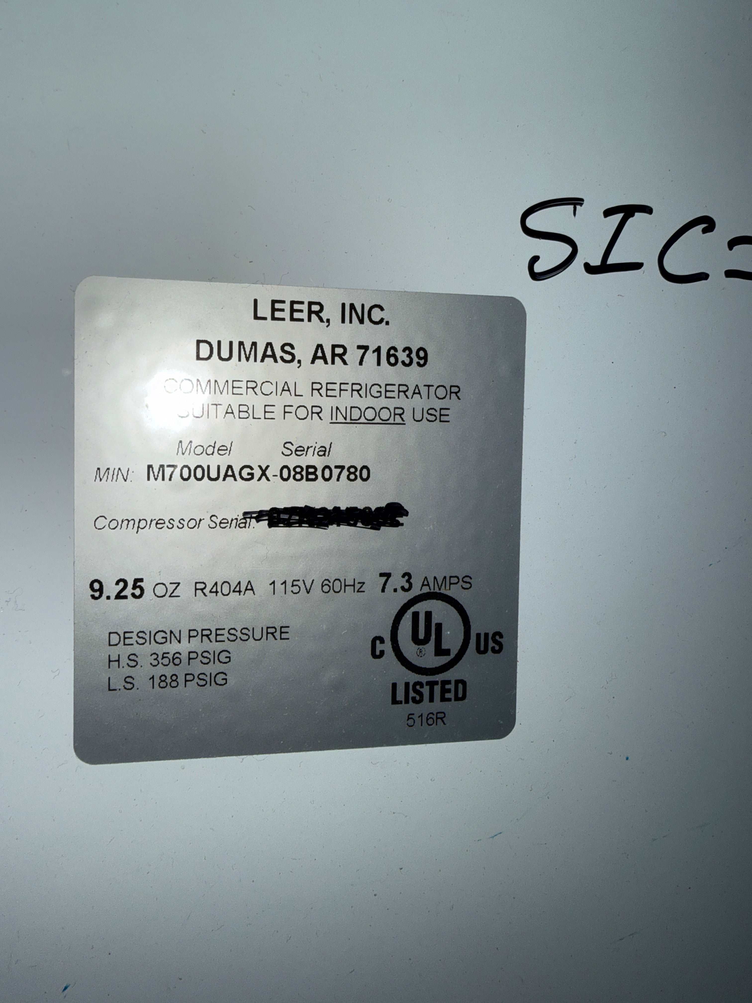 Ice Merchandiser | Leer | Model # M700UAGX | 115 Volt