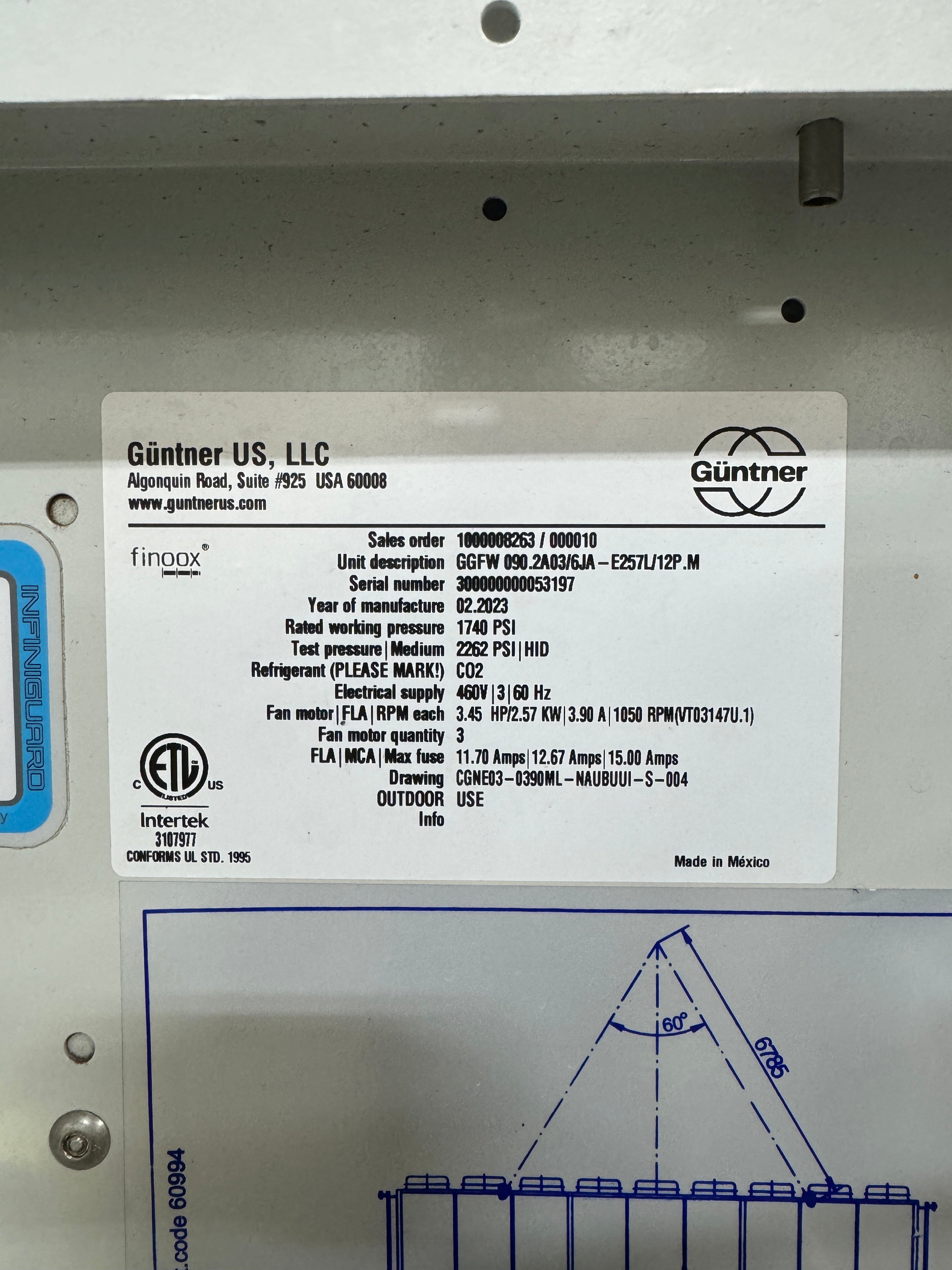 *NEW* V-Shape 3-Compact Condenser | Guntner | CO2 | 460v 3Ph 60Hz