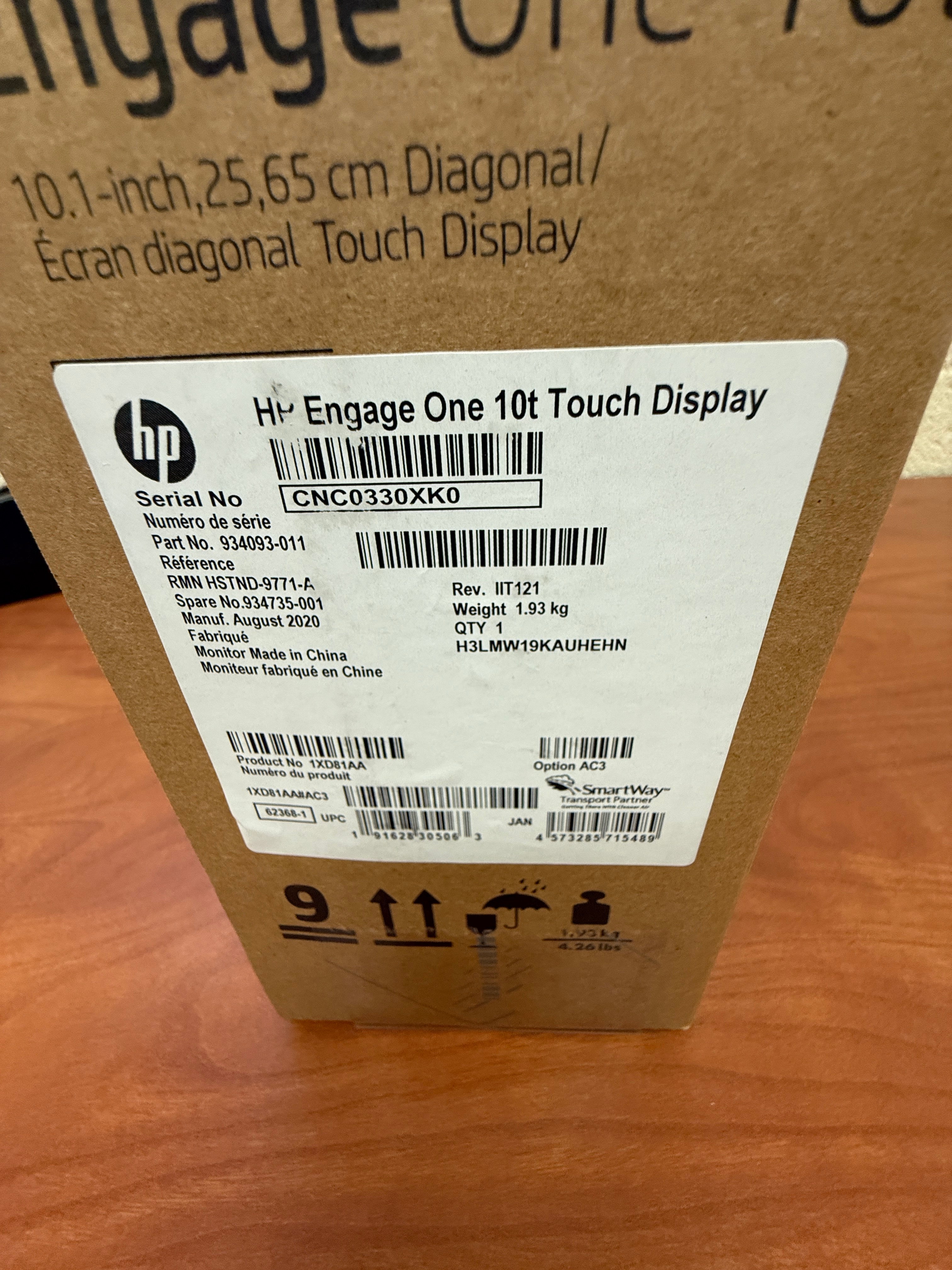10.1" Touch Screen Display | HP | Model # Engage One with CIS Plus