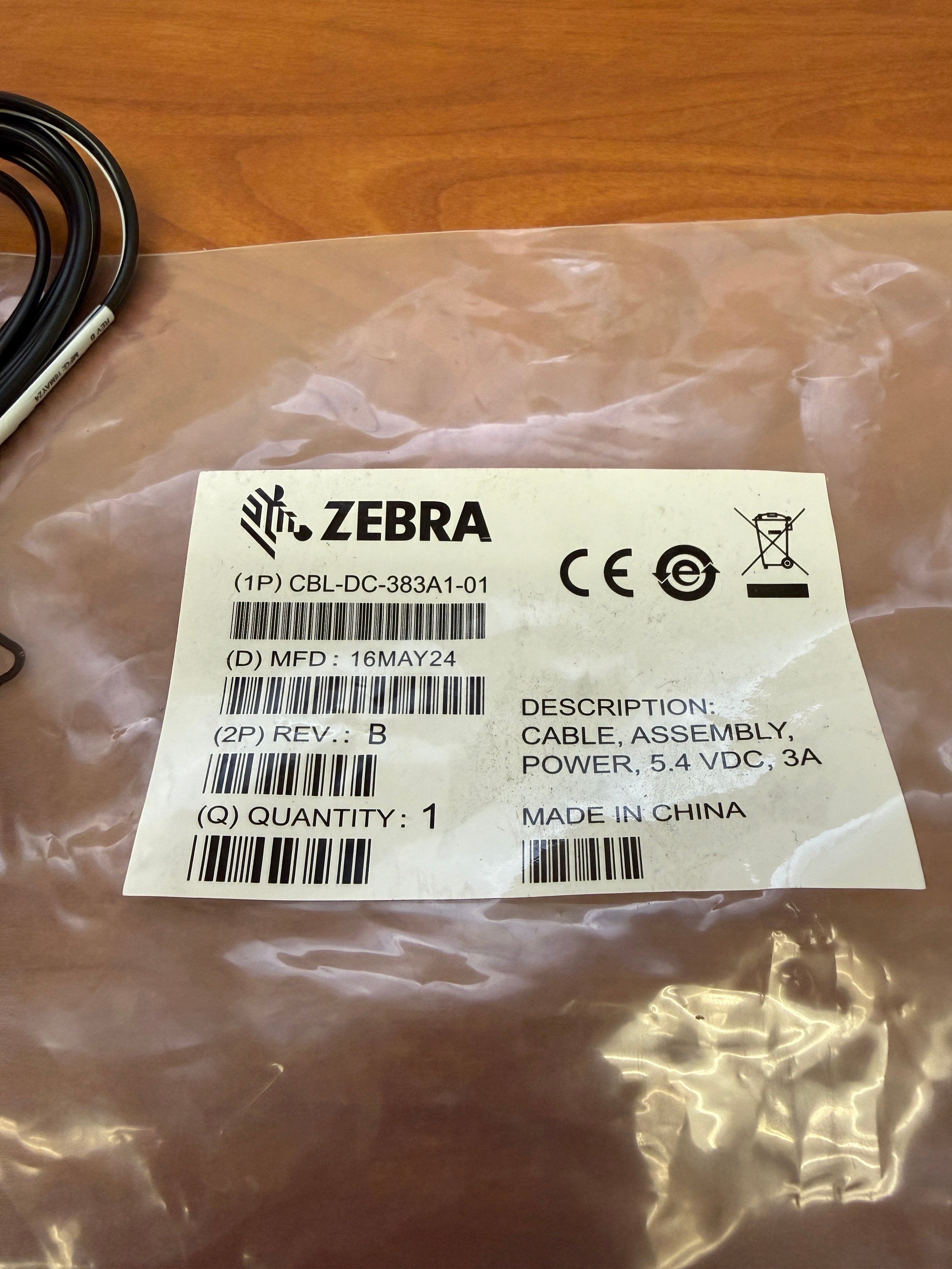DC Line Cord | Zebra | Model # CBL-DC-383A1-01