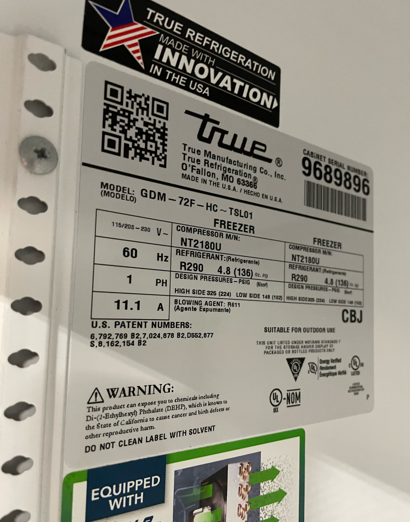 3 Door Glass Freezer | True | Model # GDM-72F-HC-TSL01 | 115 Volt