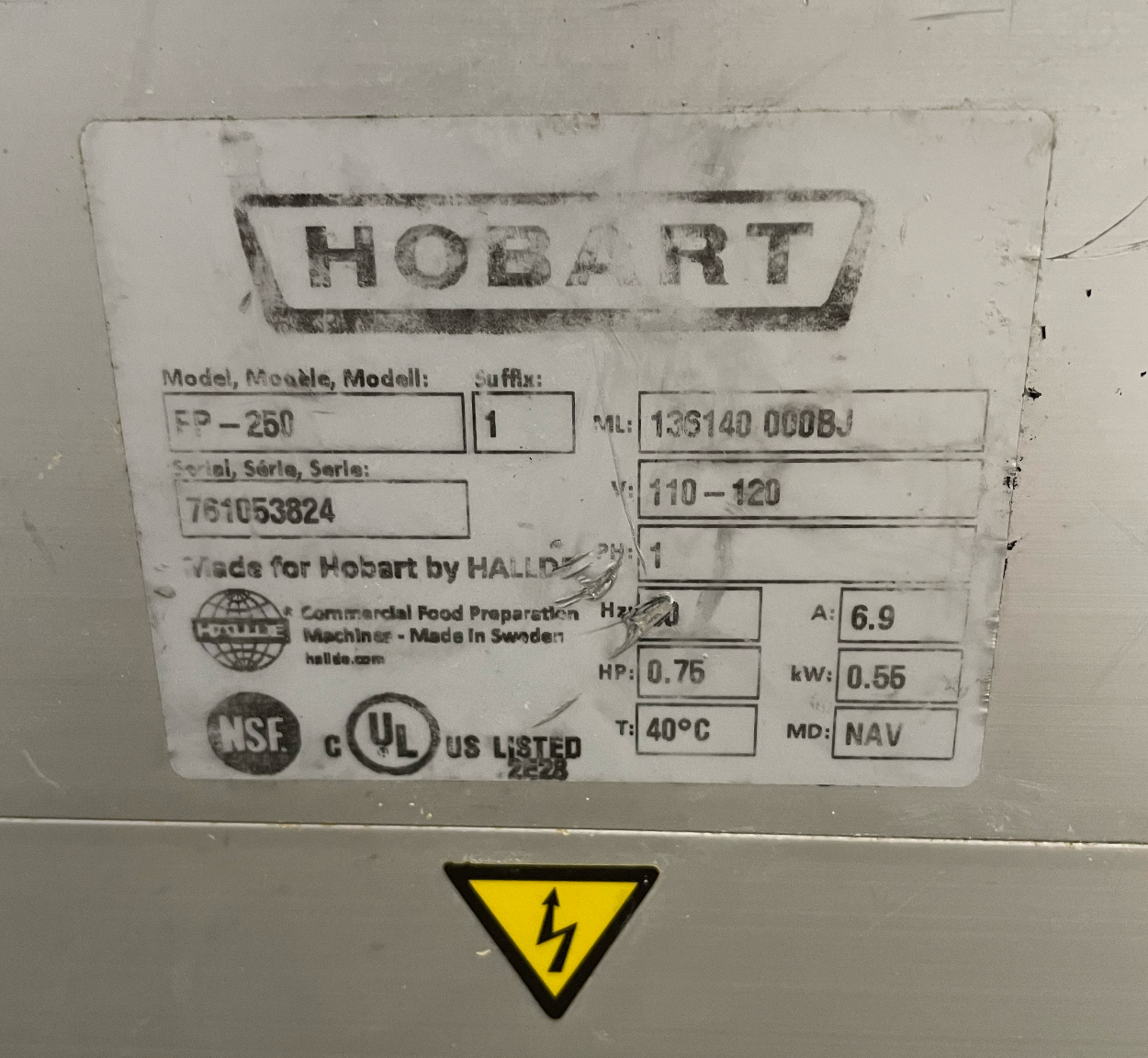 Food Processor | Hobart | Model # FP-250 | 110-120V