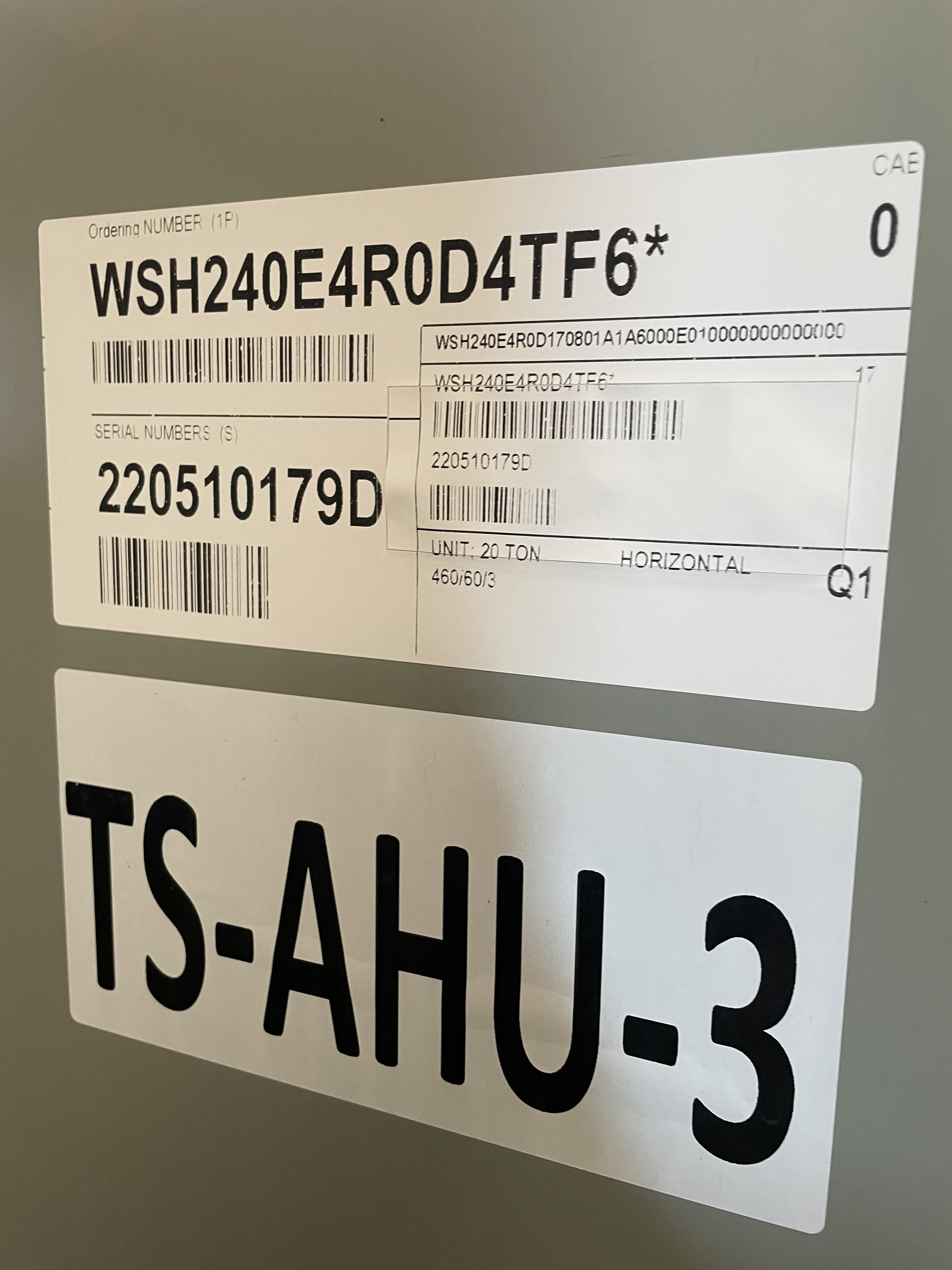 Heat Pump 20T | Trane Voyager HVAC | Model # WSH 240E4R0D4TF6 | 480 Volts