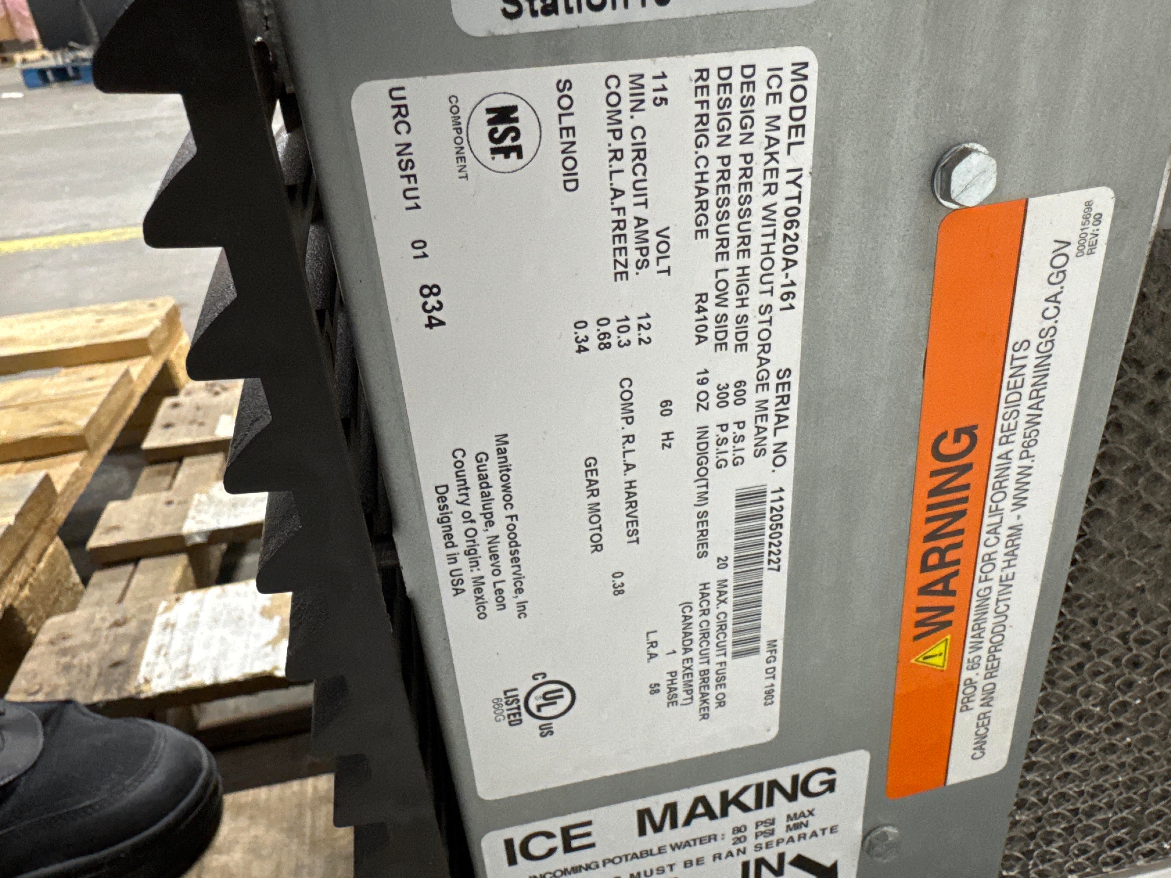 Air Cooled Half Dice Ice Machine | Manitowoc Indigo NXT | Model #IYT0620A-161   | 115 Volt