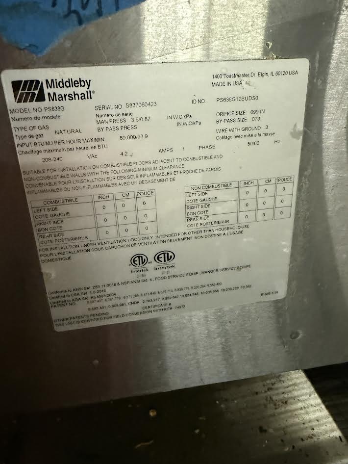 Double Stack Pizza Oven (2023)| MIddleby Marshall | Model # PS638G | NG