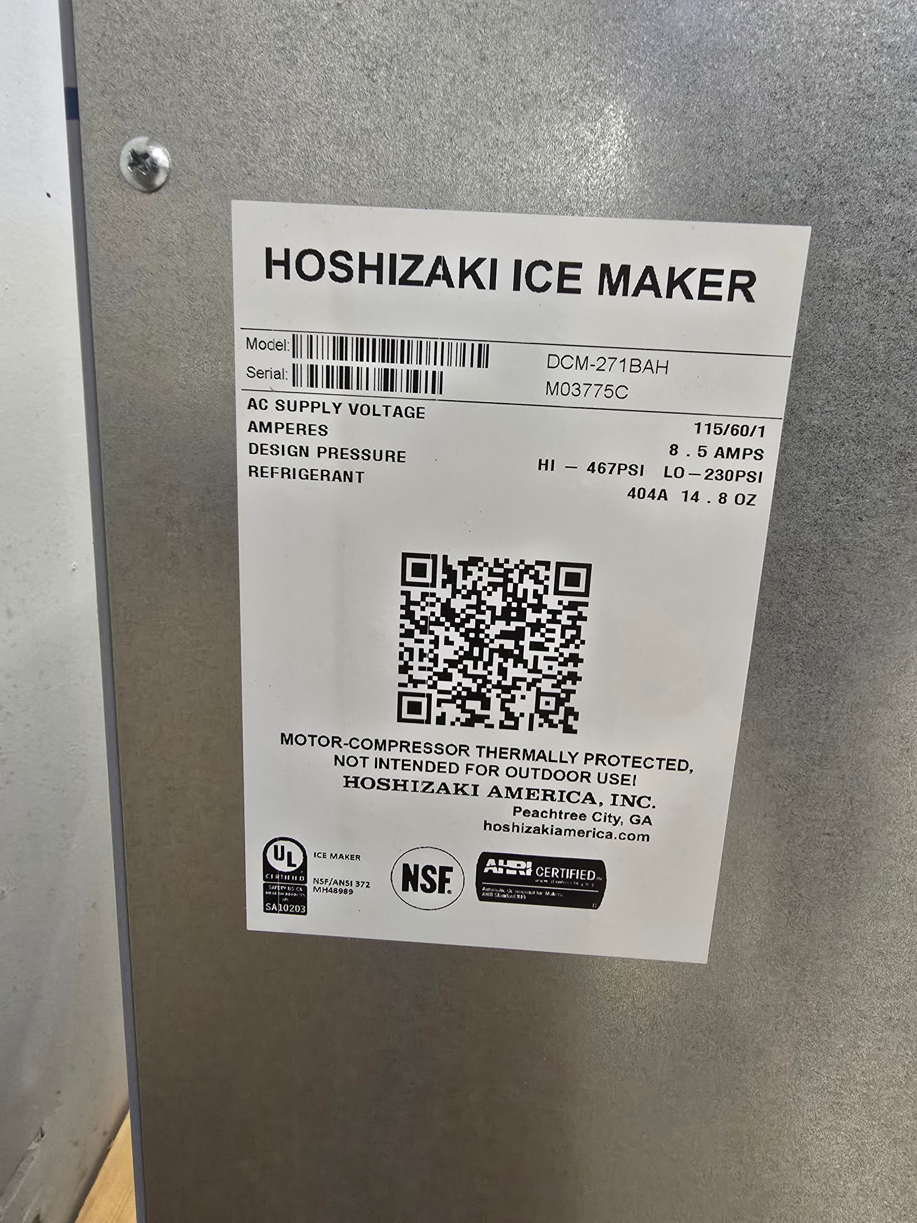 NEW HOSHIZAKI ICE MAKER | COUNTERTOP | DCM-271BAH |115V