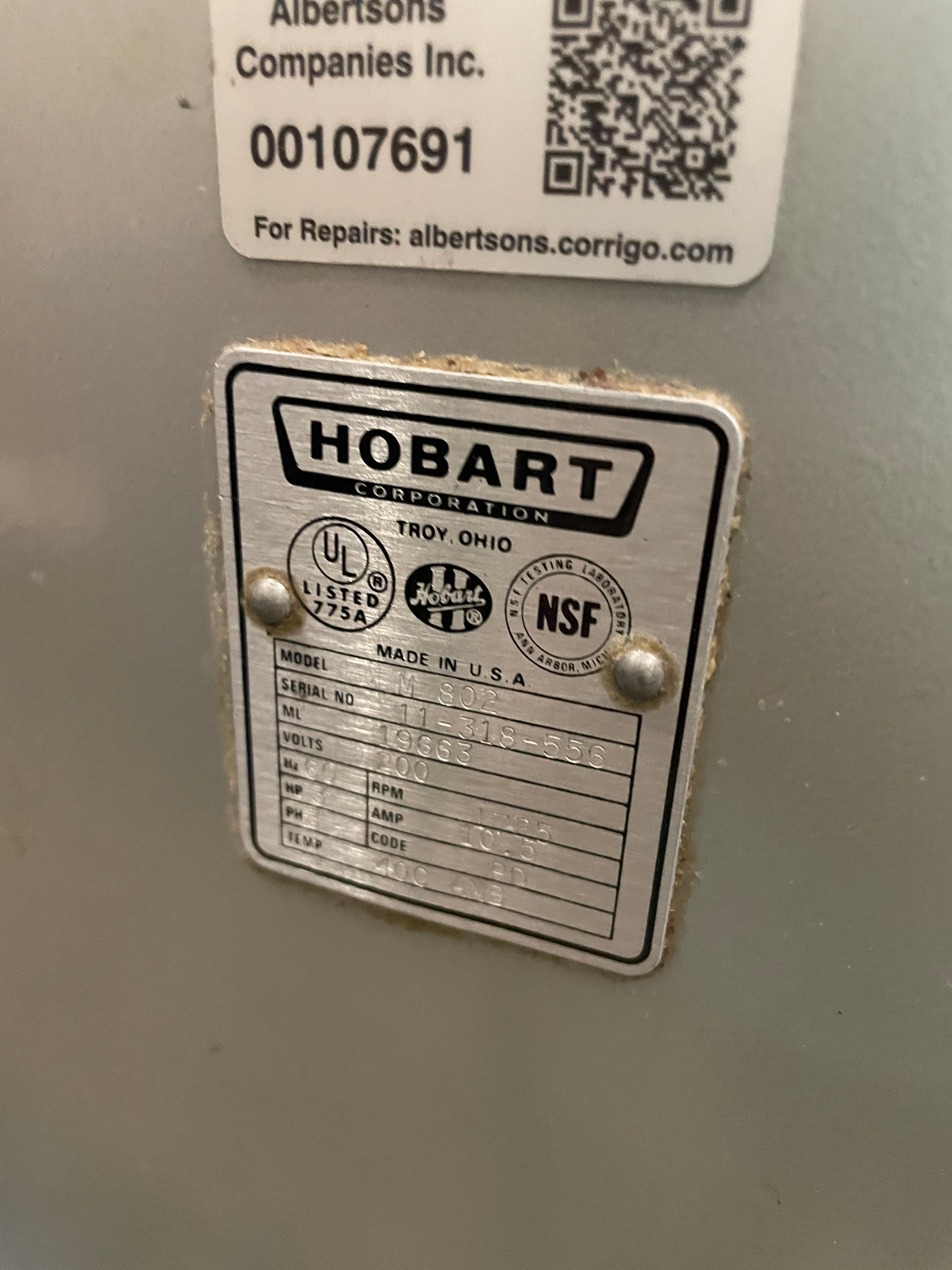 80 Qt Mixer | Hobart | Model # M802 | 208 Volts