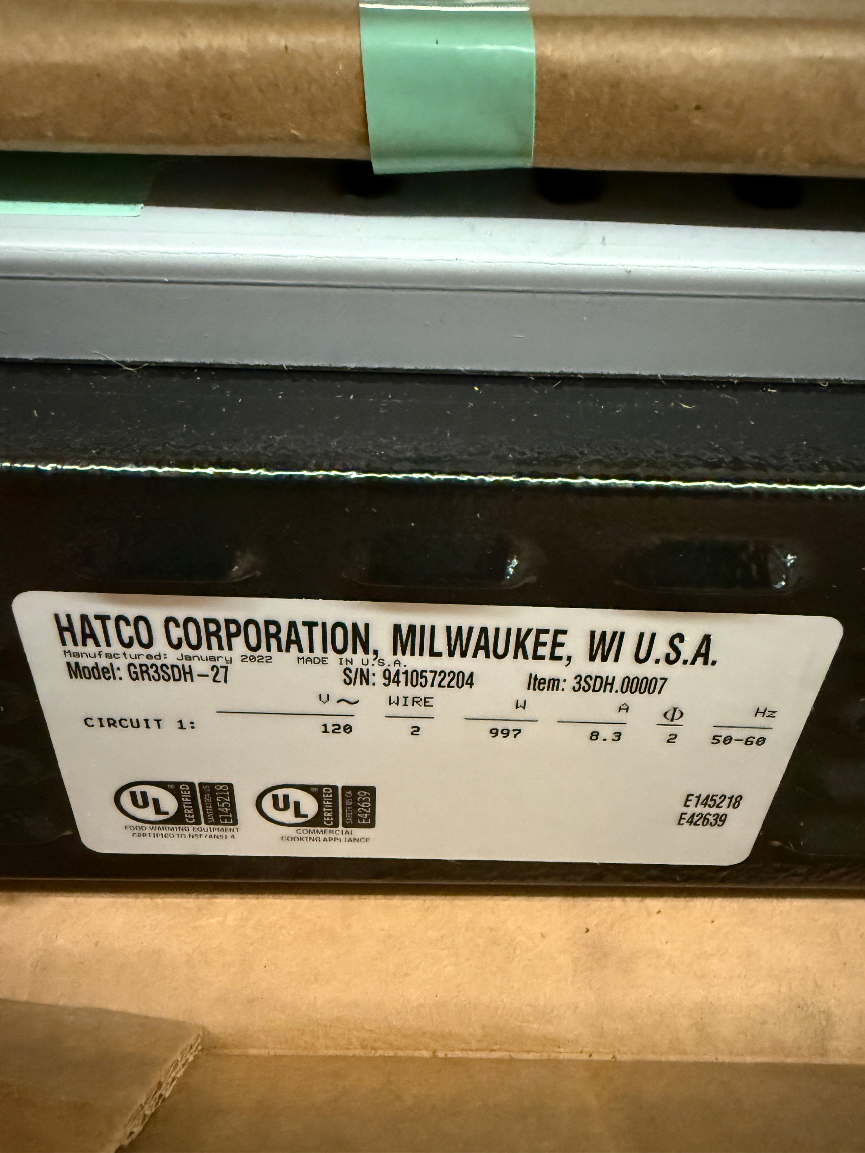 **NEW** 27" Heated Glass Merchandiser | Hatco | Model # GR3SDH-27 |  120 Volt
