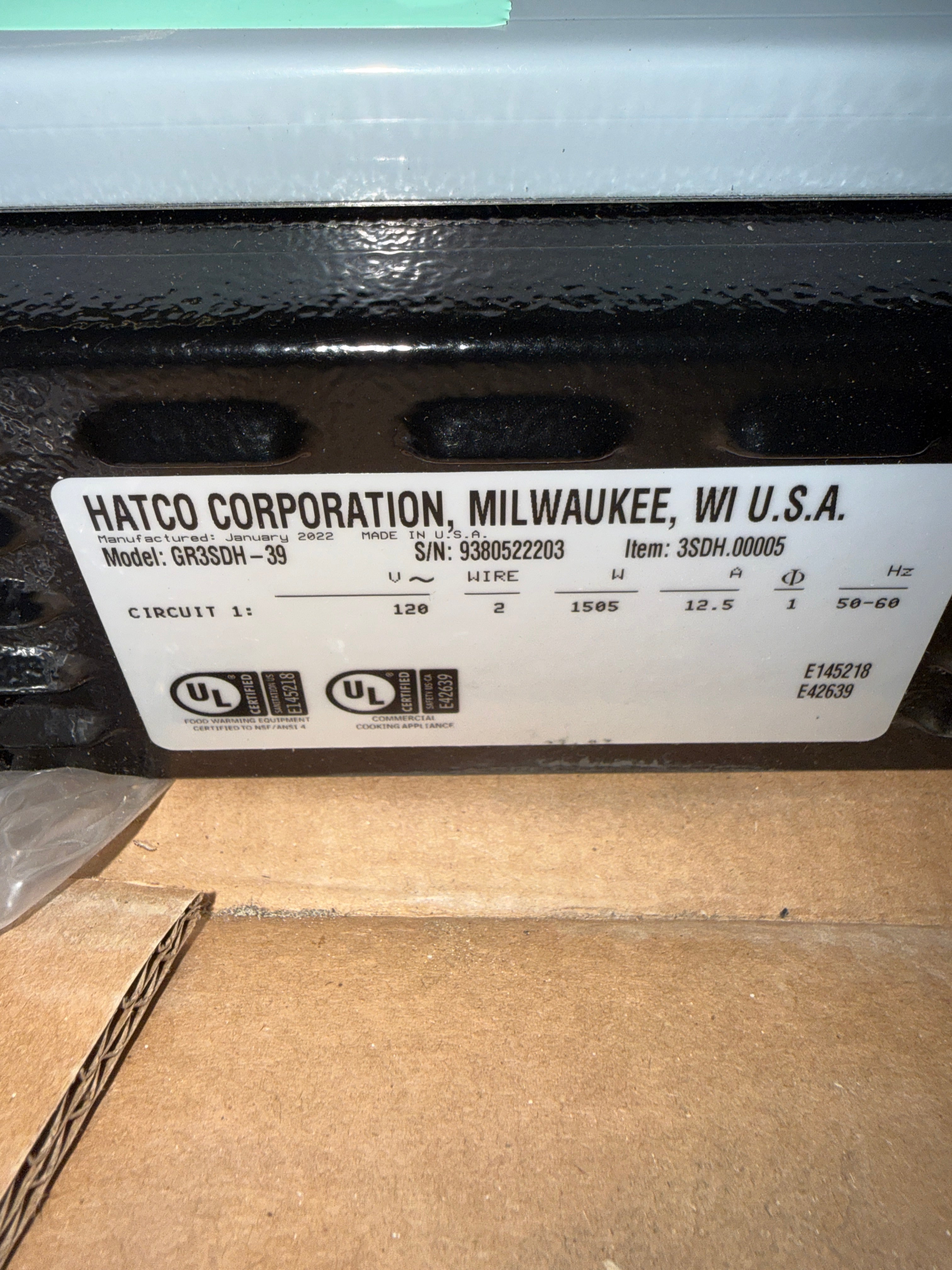 **NEW** 39" Heated Glass Merchandising Warmer | Hatco |  Model # GR3SDH-39 |  120 Volt