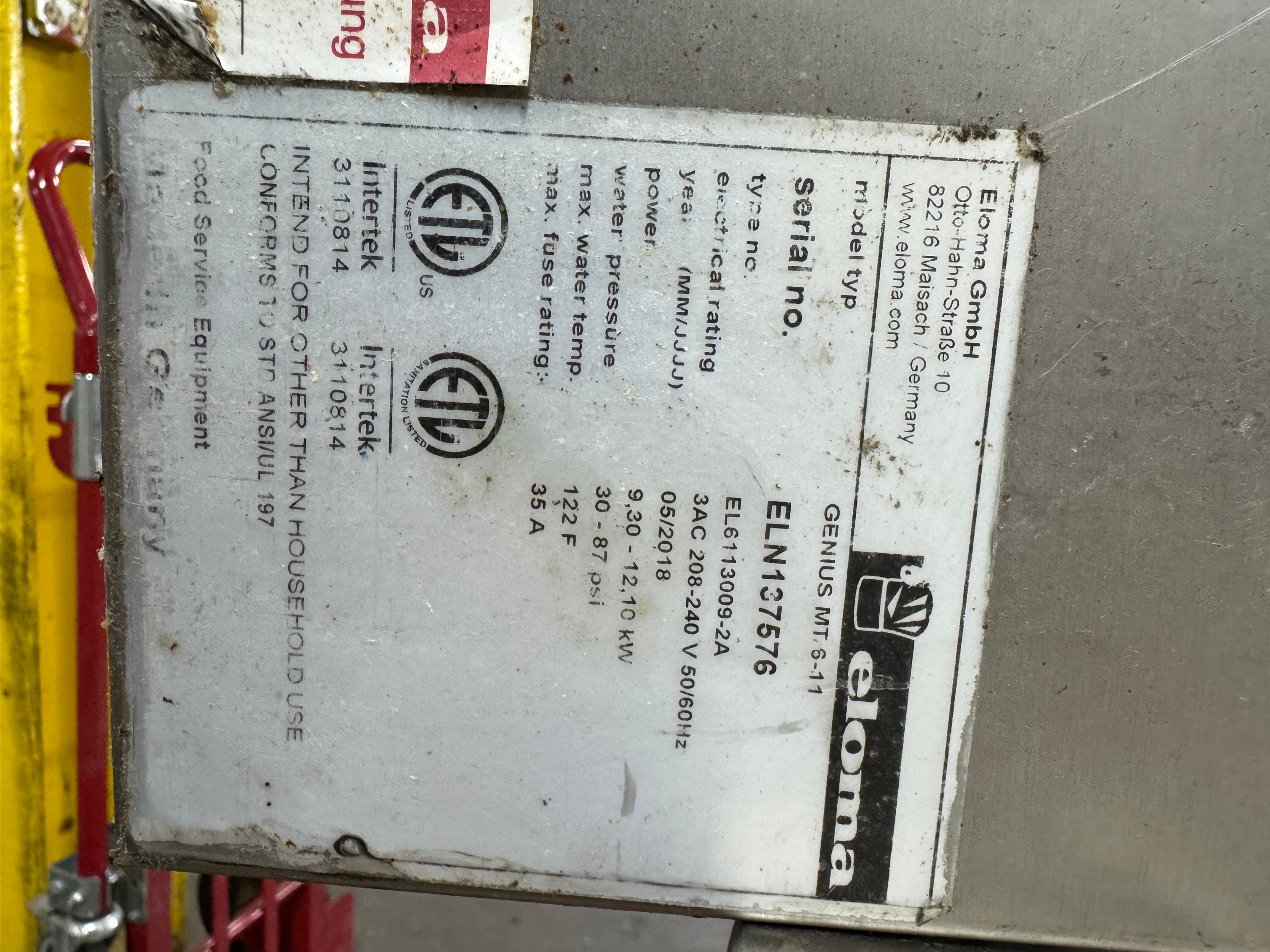 Combi Oven | Eloma | Model # Genius MT 6-11 | 208-240 Volt 3 phase