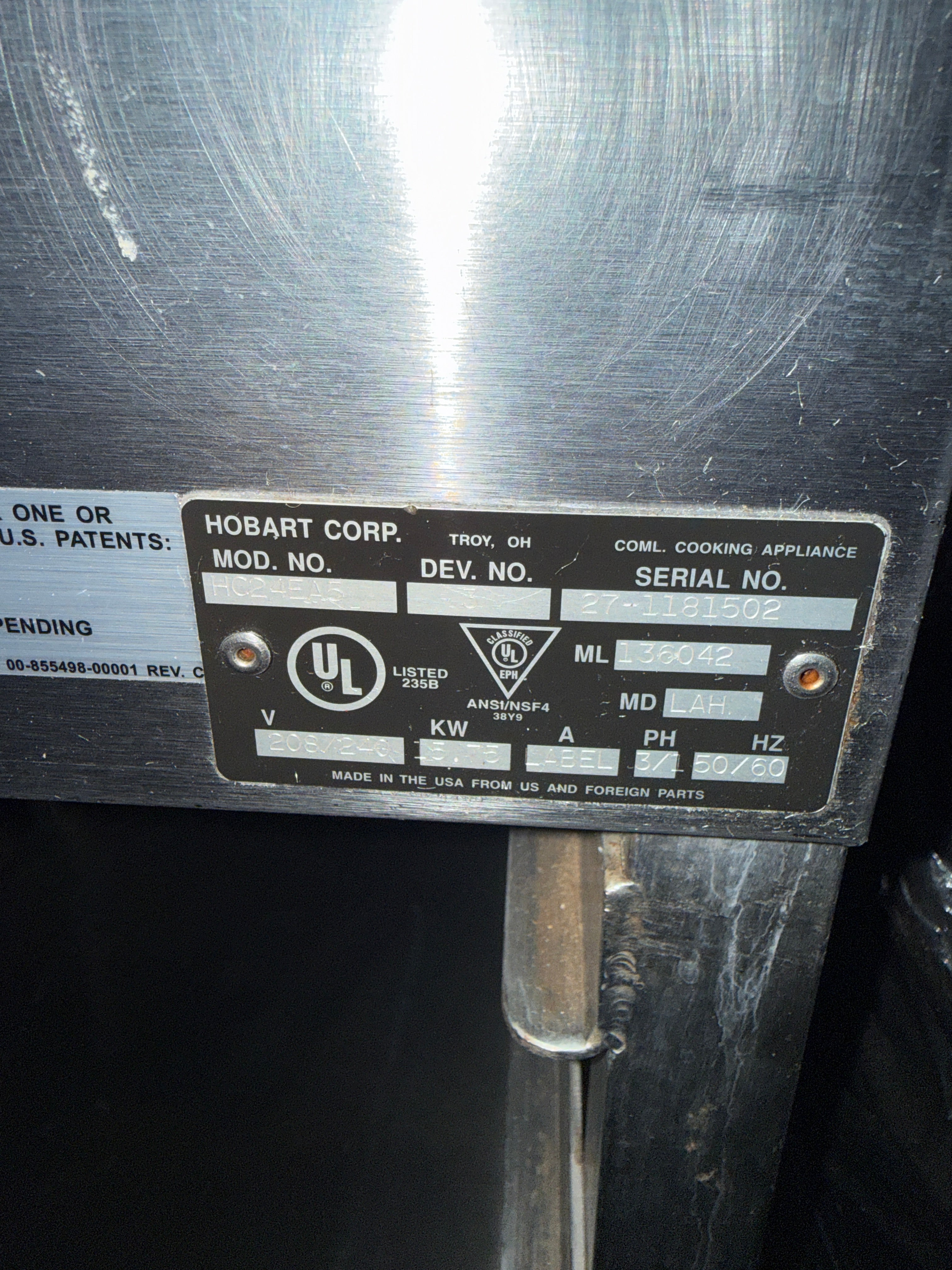 Countertop Convection Steamer | Hobart | Model Hc24Ea5-3 |  240 Volt 3 Ph