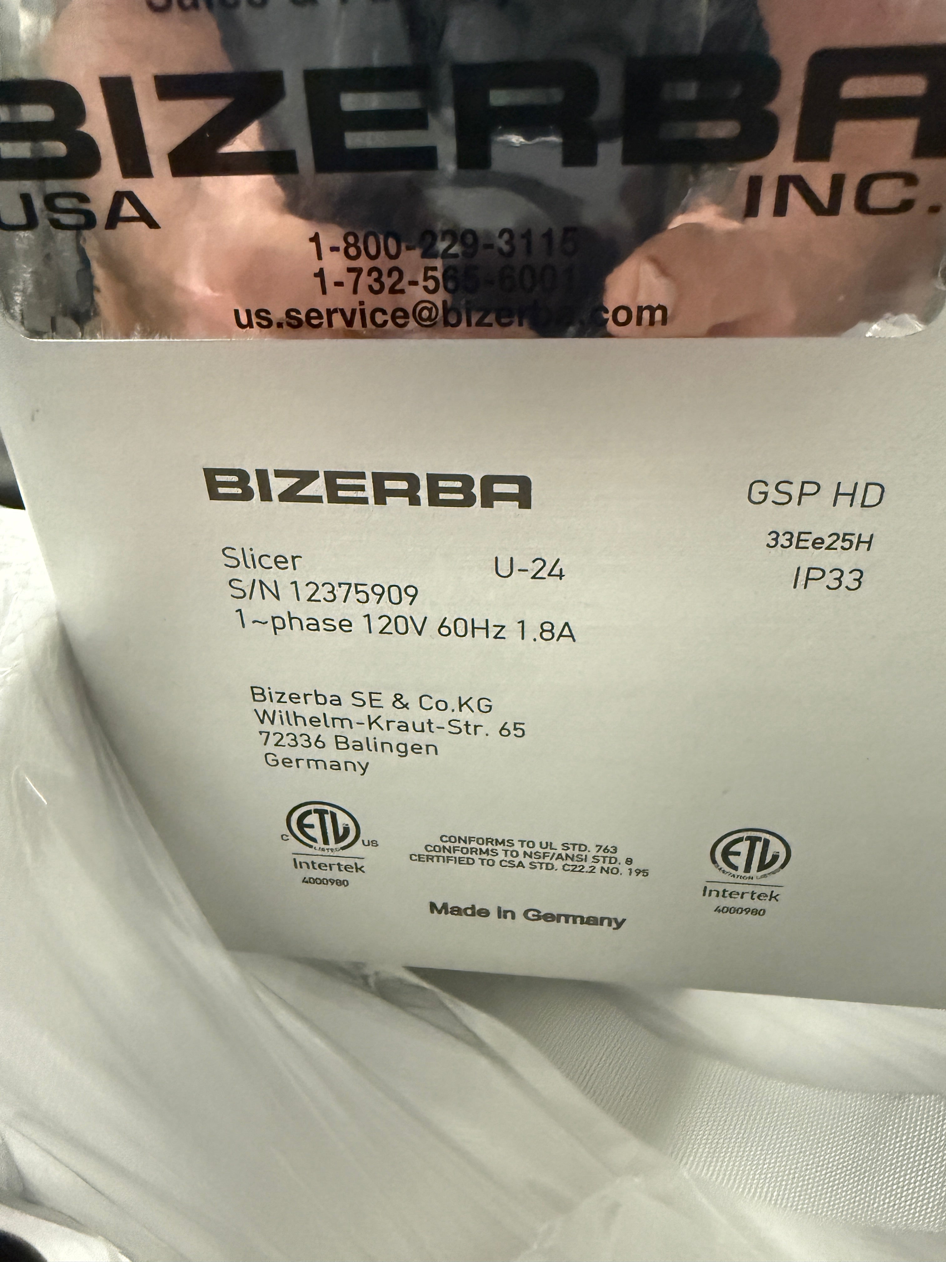 ***NEW***Automatic Gravity Feed Slicer | Bizerba | Model # GSP HD | 120 Volt