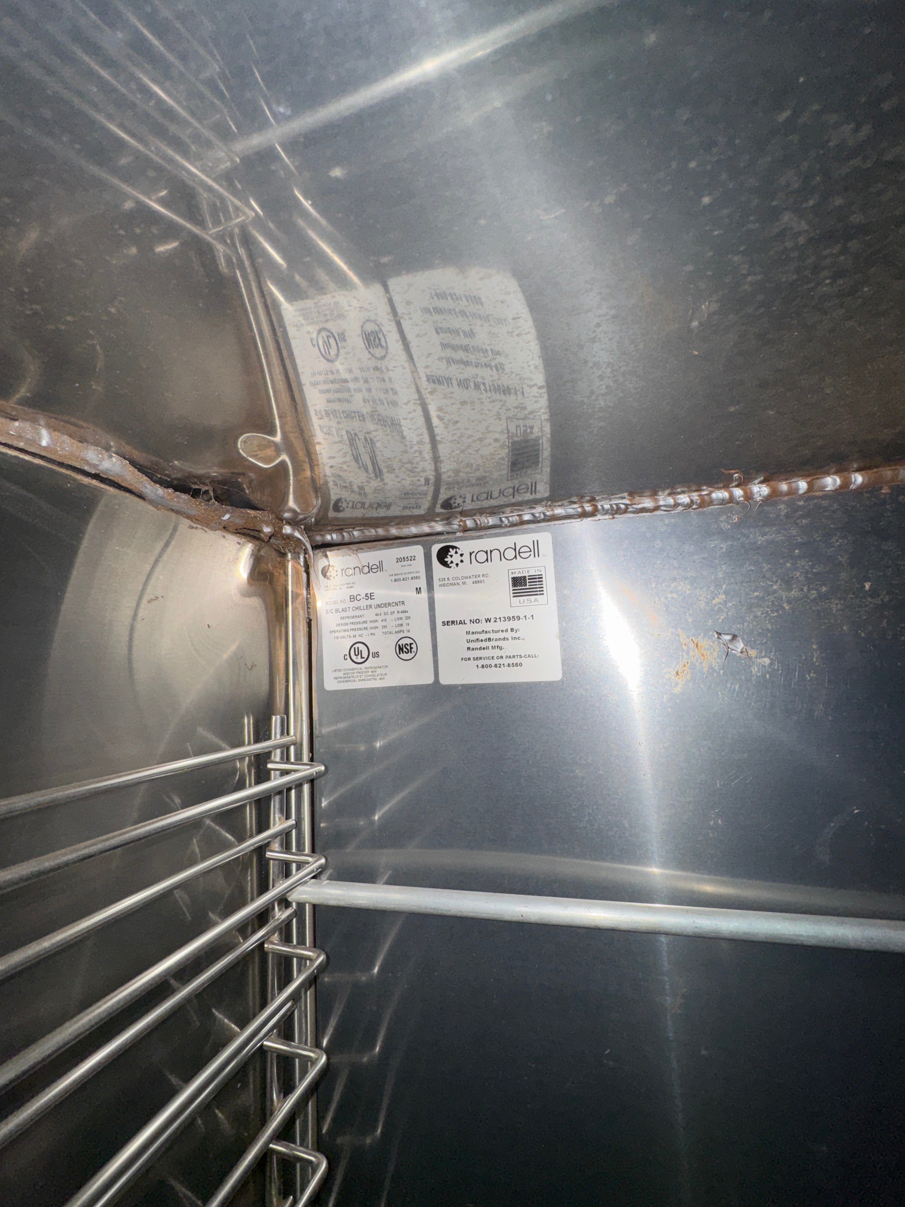 S/S Worktop Blast Chiller | Randell | M# BC-5E | 115v