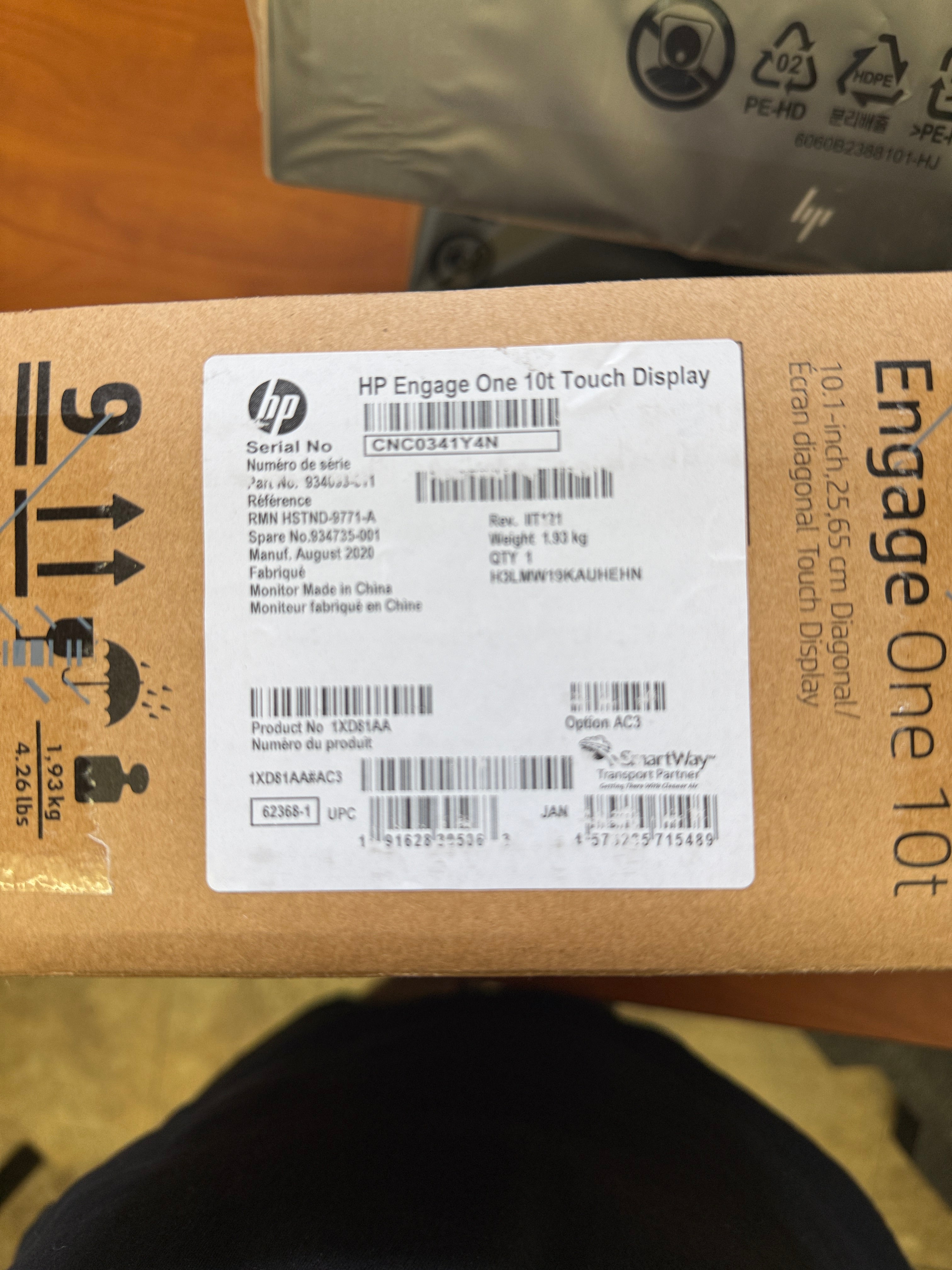 POS 10.1" Touch Screen Display with Base | HP | Model # POS Engage One with CIS Plus