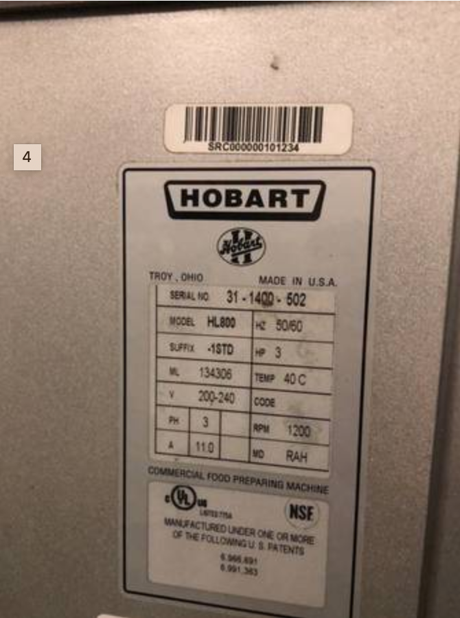 80QT Planetary Mixer | Hobart | Model # HL800 | 200-240 Volt