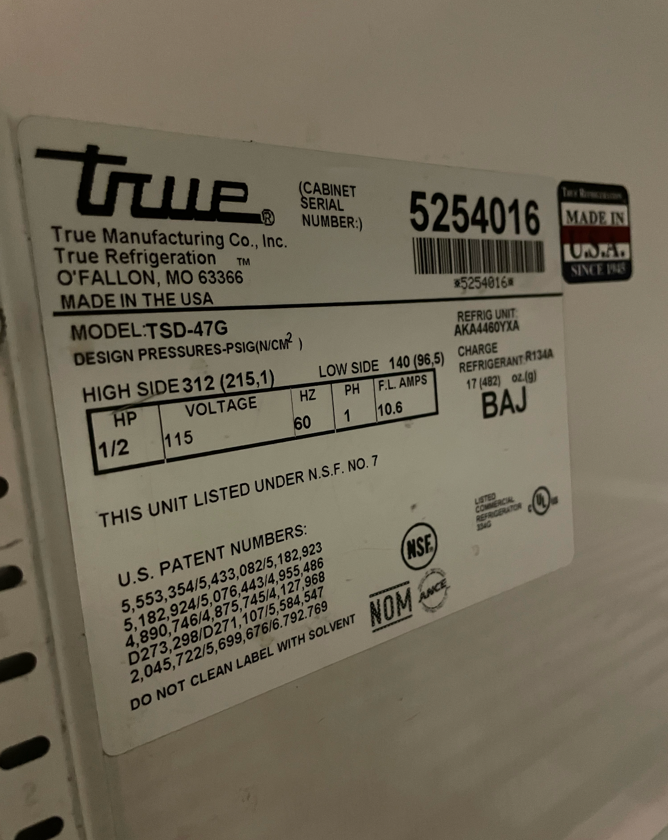 2 Door Cooler | True | Model # TSD-47G | 115 Volt