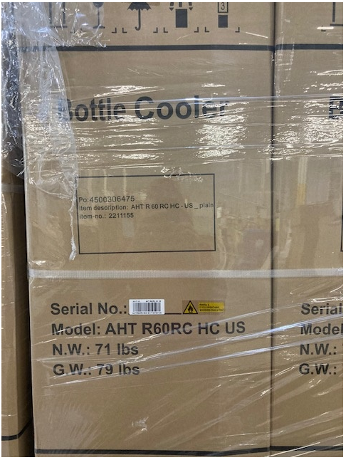New Bottle Coolers (Pallet of Eight) |AHT | Model # AHT R60RC HC US| 115 Volt