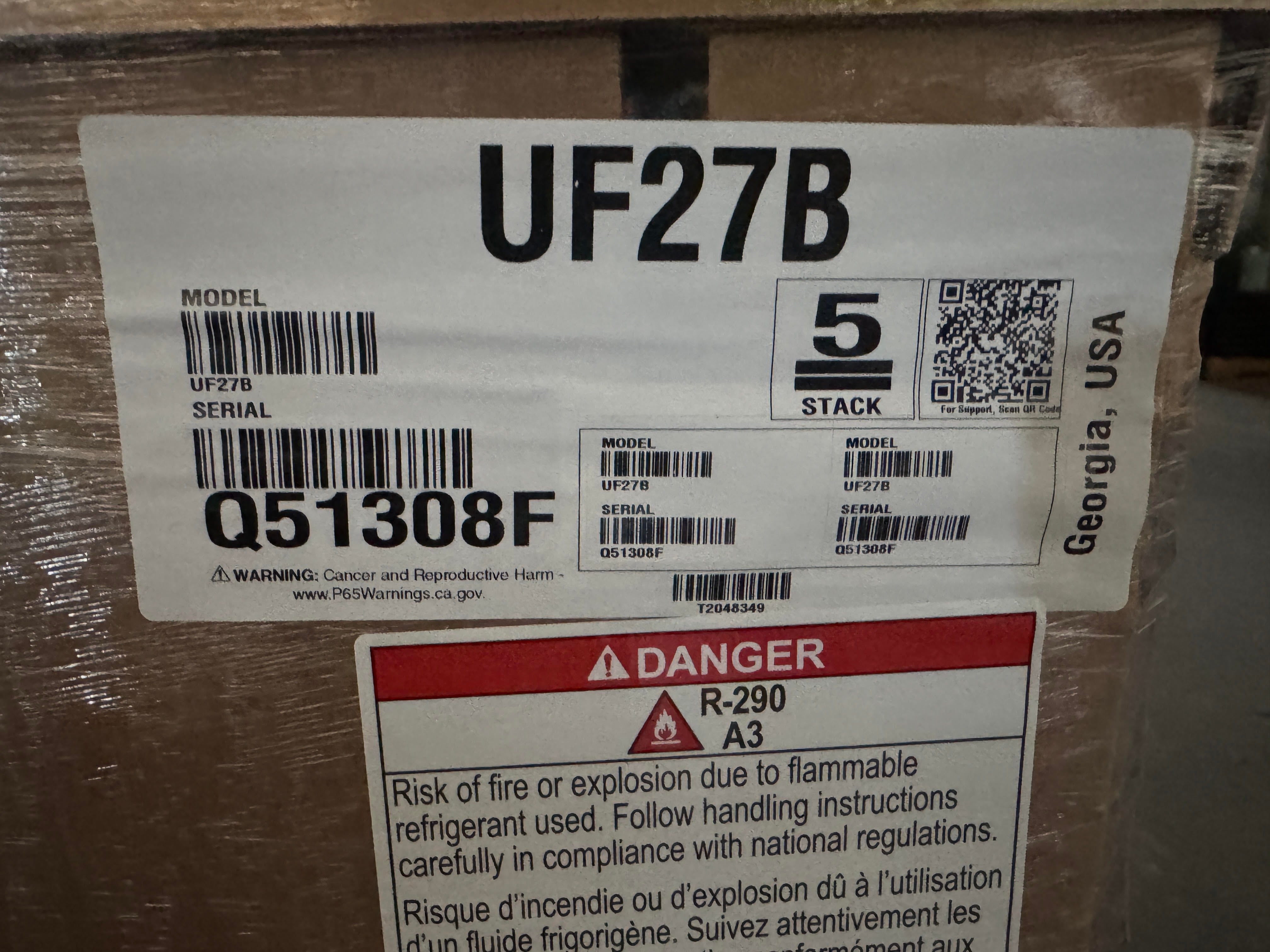 Undercounter Freezer | Hoshizake | Model # UF27B |  115 Volt
